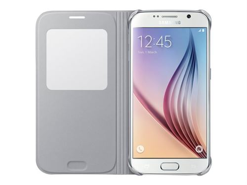 Samsung S View Cover EF-CG920B - Flip cover voor mobiele telefoon - textiel - zilver - voor Galaxy S6