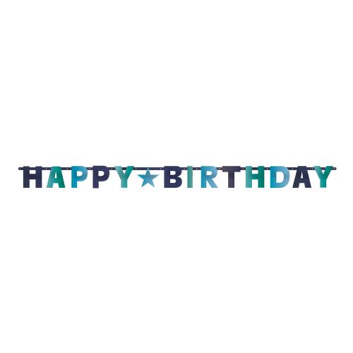 Amscan guirlande Joyeux anniversaire 240 cm de long, bleu/noir