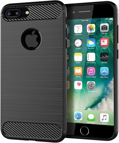 Apple iPhone 8 Plus Housse Etui Housse Coque de protection Fibre de Carbone [Noir]
