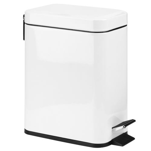 Poubelle En Acier Inoxydable Pédale Muet - Blanc 5L