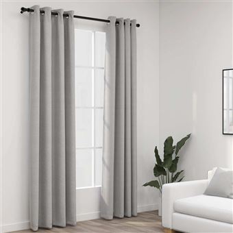 vidaXL Rideaux occultants Aspect lin avec œillets 2 pcs Gris 140x245cm321170 - 1