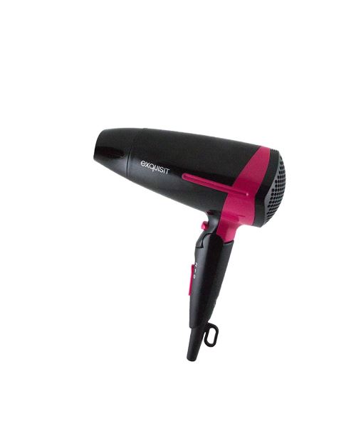 Exquisit 5010064 Exquisit HT 3201 swp Sèche-cheveux de voyage avec poignée pliable, câble d'alimentation commutable, petit Noir 80 m