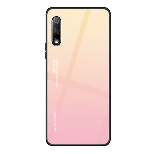 Coque en TPU verre hybride dégradé rose/or pour votre Huawei Honor 9X