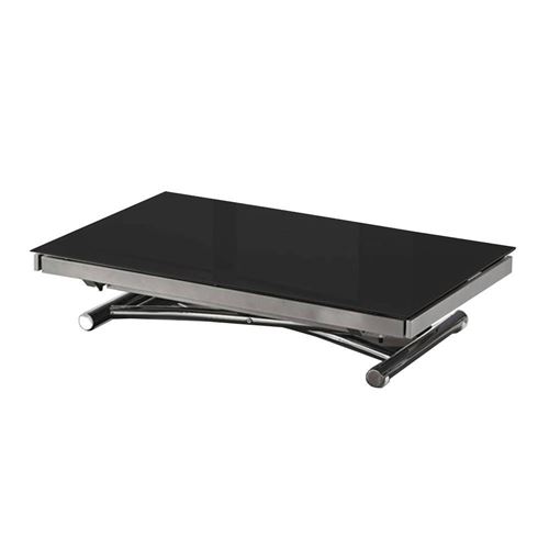 Table basse JUMP extensible relevable en verre noir