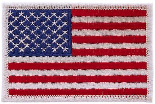 Ecusson tissu thermocollant brodé drapeau Etats Unis USA contour blanc