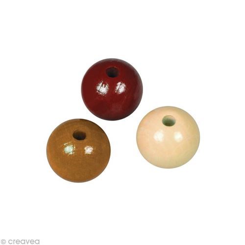 Perle en bois couleur 6 mm - Assortiment Brun x 115
