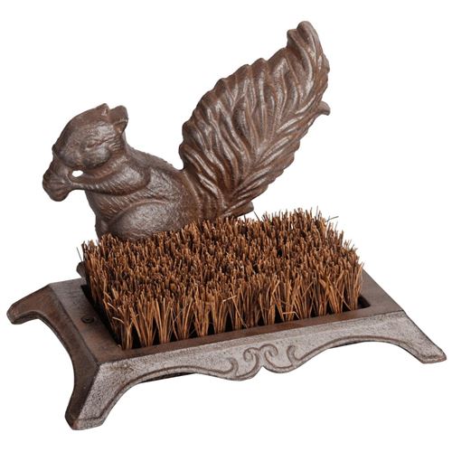 Esschert Design - Brosse pieds d&eacute;coration &eacute;cureuil fonte