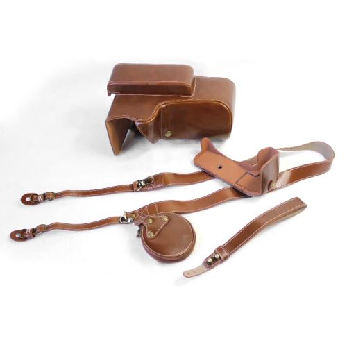 Etui en PU sangle de caméra marron pour votre Nikon P1000