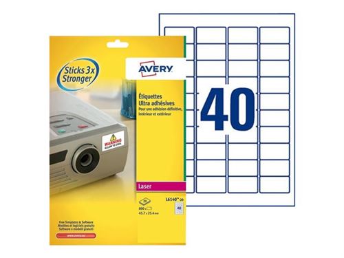 Avery TripleBond Labels L6140 - étiquettes - 800 étiquette(s)