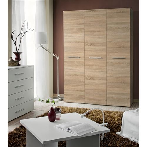 Paris Prix - Armoire 3 Portes big 190cm Chêne