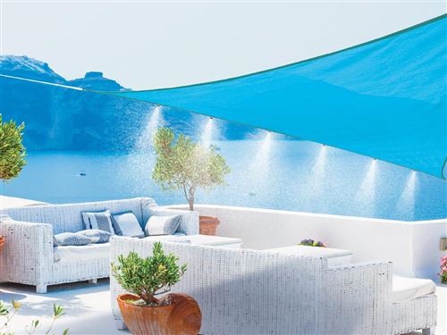 JARDIDECO Voile D'ombrage Triangulaire Avec Brumisateur 6 Buses Bleu Azur -  