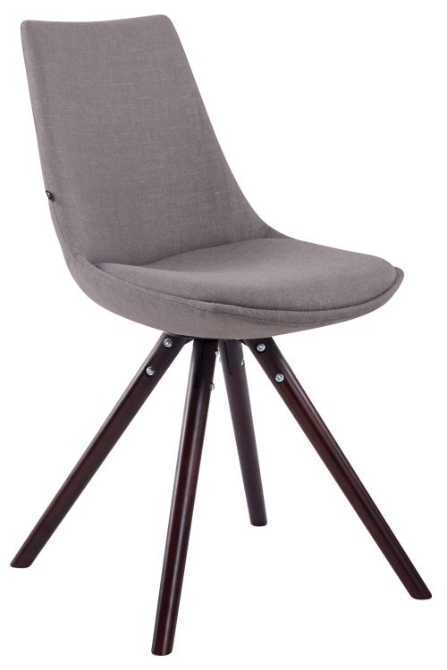 Chaise de salle à manger Albi tissu pieds ronds en bois de hêtre Cappuccino - Siège Gris
