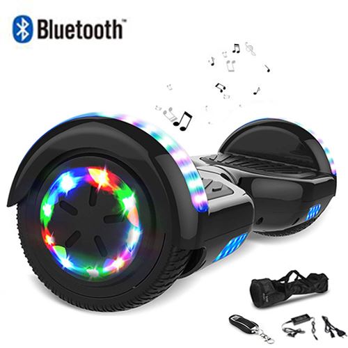 6,5 pouces Hoverboard Tout-Terrain Auto-équilibrant Bluetooth LED -sac de Transport et Télécommande-Noir