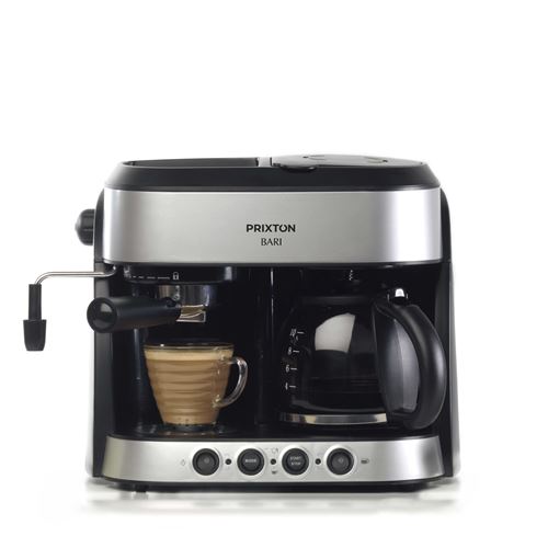 Cafetiere Expresso 3 en 1 PRIXTON Bari - Machine Expresso, Américain et Cappuccino