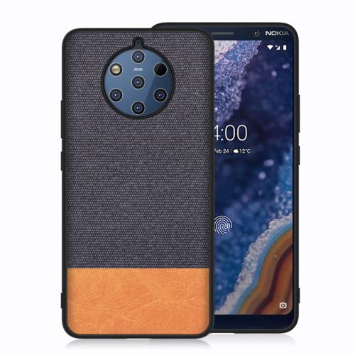 Etui en PU torchon bleu foncé/orange pour votre Nokia 9 PureView