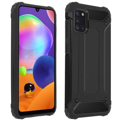 Coque Pour Samsung Galaxy A31 Design Relief Bi-matière Antichute Noir