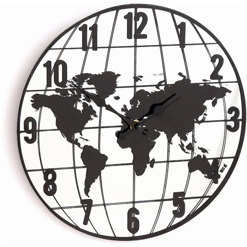 Sil - Horloge effet miroir mappemonde 30 cm