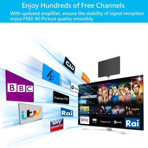 Antenne Tv Interieur Puissante Amplifiee 50 Miles Range Numerique Avec Signal Amplificateur Booster Soutien Smart Tv Hd 4k 1080p Vhf Uhf Adaptateur Tnt Achat Prix Fnac
