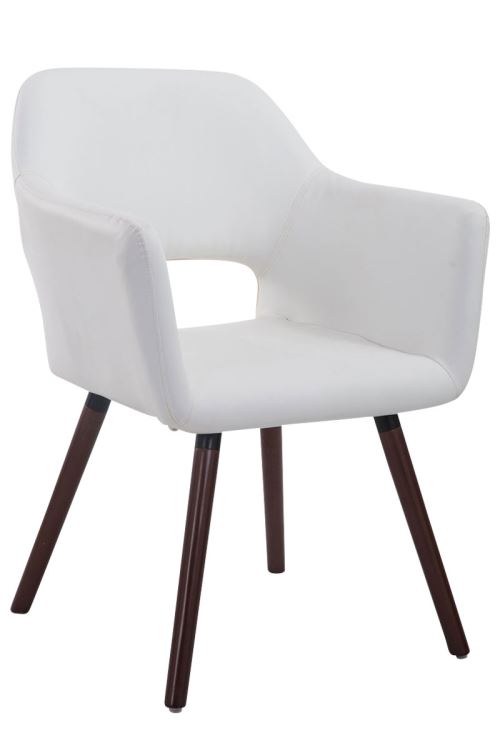 Chaise de salle à manger AUCKLAND similicuir , Blanc /Noyer