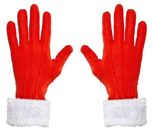 Gants de père noël avec bordure pelucheuse