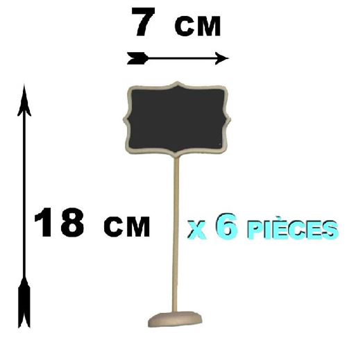 6 Marque-places ardoise menu bois luxe 8 x 6 cm