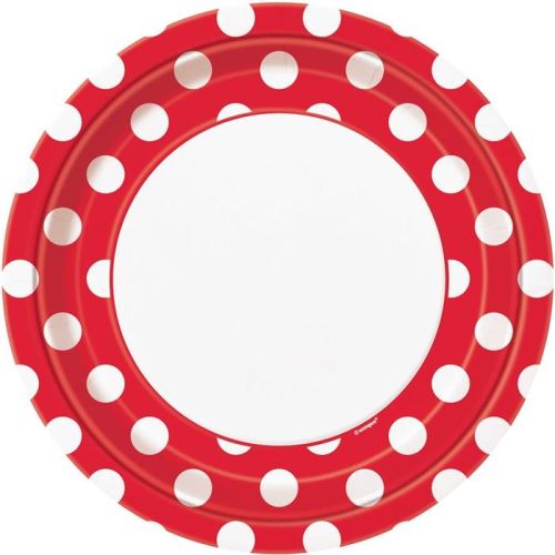 Haza Original panneaux de fête pointillés rouge 23 cm 8 pièces