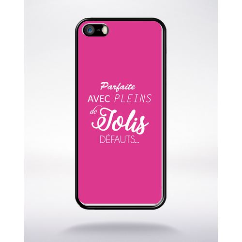 Coque Parfaite Avec Pleins De Jolis Defauts Fond Rose Compatible Apple Iphone 5 Bord Noir Silicone