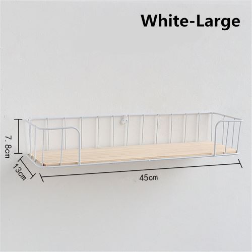 Étagère murale créative en fil métallique en bois Modern Loft Dorm Blanc grand
