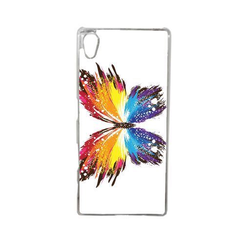 Coque papillon multicolor compatible sony xperia z5 transparent