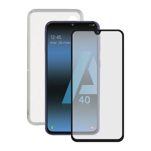Film Protecteur en Verre Trempé pour Téléphone Portable + Étui pour Téléphone Portable Samsung Galaxy A40 Flex TPU