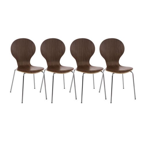 Lot de 4 chaises empilables en bois Diego , Noyer