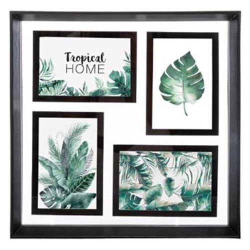 Pêle-Mêle Déco 4 Photos Tropical 34cm Noir