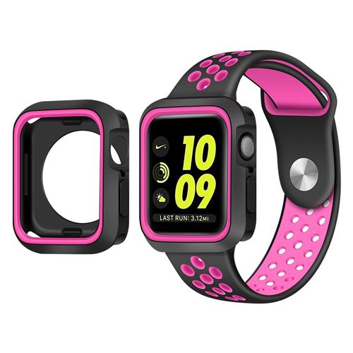Bumper en TPU bicolore souple noir/rose pour votre Apple Watch Series 4 44mm