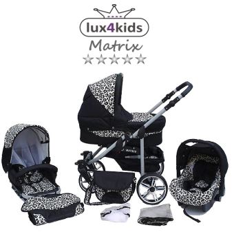 poussette leopard noir et blanc
