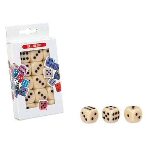 Dal Negro jeu de dés 2,2 cm blanc/noir 15 pièces
