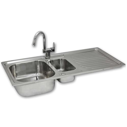 Premium Stainless Steel Kitchen Sink and Confetti Tap, none