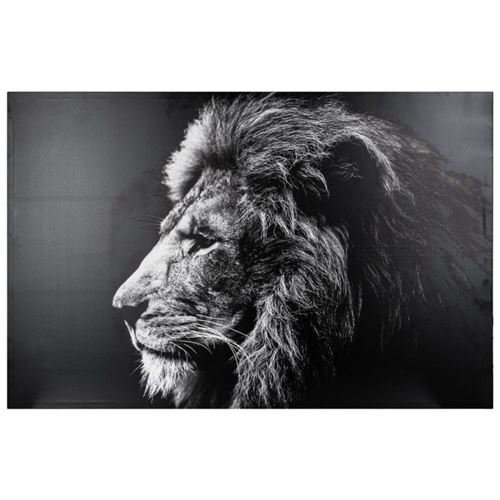 toile imprimée lion - 78 x 118 cm - noir et blanc