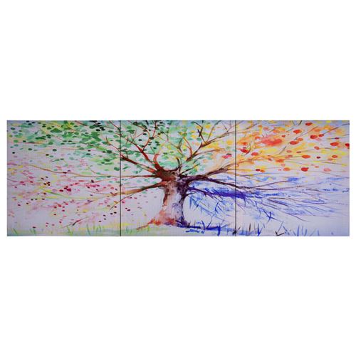 vidaXL Ensemble de tableau sur toile Arbre Multicolore 120x40 cm