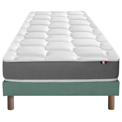 Ensemble matelas m&eacute;moire de forme sommier vert 90x190