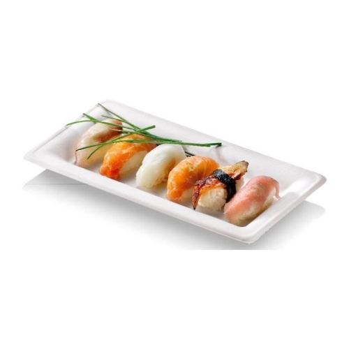 NATURESSE - N130-6 - 6 Assiettes rectangulaires Karo - Canne a sucre - 26 x 13 cm