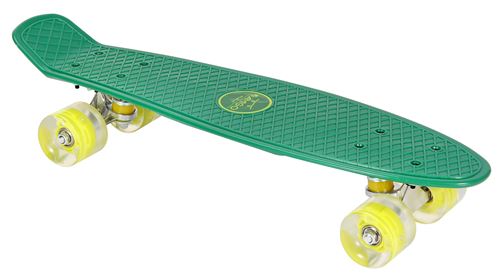 AMIGO skateboard avec éclairage LED 55,5 cm vert/citron