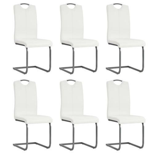 vidaXL Chaises de salle à manger cantilever 6 pcs Blanc Similicuir