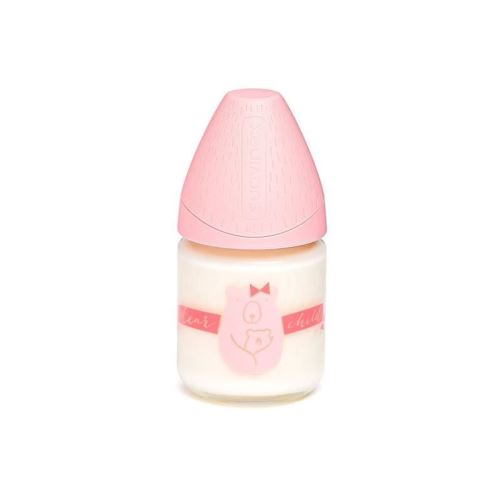 SUAVINEX Biberon verre 120ml ours - rose pâle