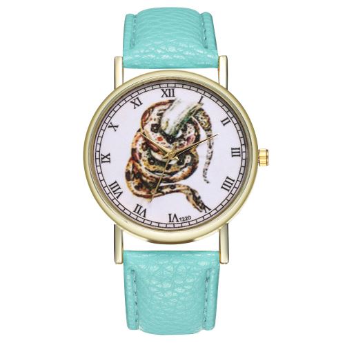 bracelet en cuir classique des hommes authentiques tendance dames de la mode coréenne horloge à quartz T220-AMenthe verte