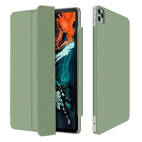 Etui en PU réveil automatique et sommeil avec support tri-pliure vert clair pour votre Apple iPad Pro 12.9 pouces (2020)
