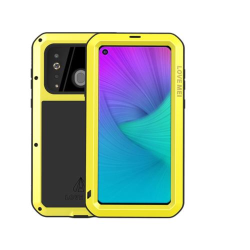 Bumper en métal étanche aux projections d'eau, à la poussière, chocs, l'épreuve des puissant défenseur jaune pour votre Samsung Galaxy A8s