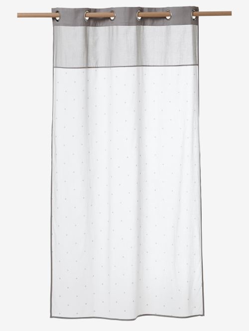 VERTBAUDET - Rideau voilage étoiles - Blanc / grege - 105X240