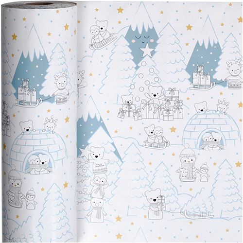 Gift Deco papier d'emballage ours polaires Noël 57 cm x 150 m blanc