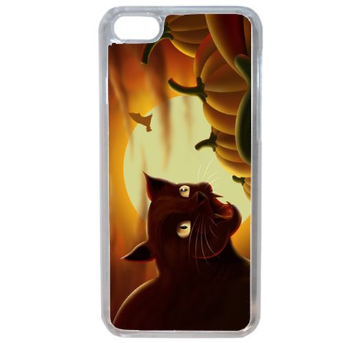 Coque Chat Noir Citrouille Compatible Iphone 7 Plus Transparent