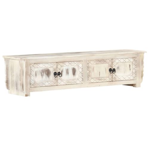 vidaXL Meuble TV Blanc 140 x 30 x 35 cm Bois massif de manguier